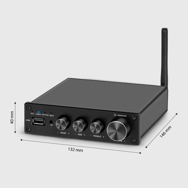 100W Audio Amplifier with bluetooth for Home Speakers Bass and Treble Control Apt-X