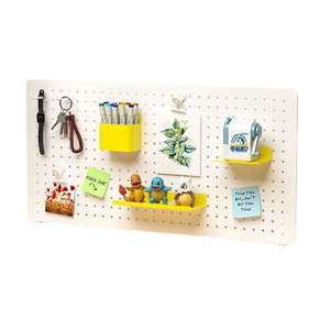 Étagère murale perforée personnalisée, rectangulaire, blanche, noire, jaune, bleue, verte, rose, revêtement poudré, sans perçage, organisateur de bureau - Product Image 5