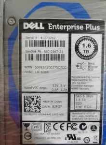 82FG7 Enterprise Plus 1.6テラバイト6Gbps SAS 2.5 ''SSDソリッドステートドライブLB1606R