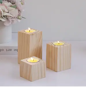 Custom Shape Wooden Candle Holder For Table Centerpiece Dinning Mantel Home Decor