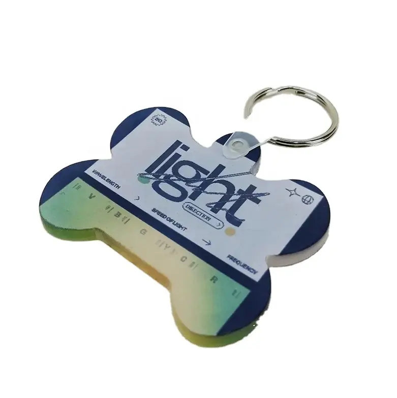سلسلة مفاتيح أكريليك بلاستيكية من FRP على شكل عظمة مخصصة سادة بالتصعيد من المُصنع بسعر الجملة