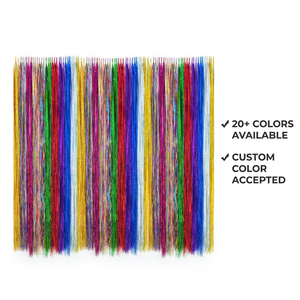 Extensions de <span class=keywords><strong>cheveux</strong></span> en tinsel PET brillant à pointe droite de 24 pouces, pré-collées, avec 25 pointes, pour festivals, vente en gros - Product Image 5