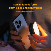 F662 Mini Rechargeable 3 Modes Réglable 180 Degrés Flip Miroir Intégré Magnétique Téléphone Portable Selfie Anneau Lumineux