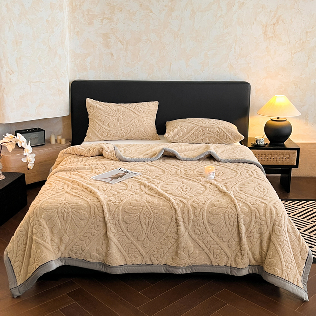 OEM Blanket for Bed 3D Floral Taffeta Fleece Blanket Single Layer Fluffy Throw for Bed Couch Hotel Use Blanket