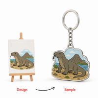 Porte-clés en métal personnalisé inspiré du dragon de Komodo, fabriqué sur mesure, souvenir de la faune indonésienne