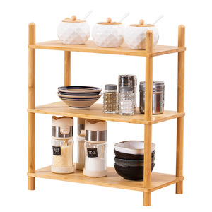 Bamboo Multi Tier Spice Rack 3 Shelf <b>Kitchen</b> <b>Storage</b> Organizer For Oil Salt Soy Sauce Vinegar Minimalist Design Countertop Shelf - Product Image 5