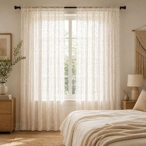 COSENNATUR Rideau Voilage Jacquard Multicolore à Pois Effet Bonbon 1 Pièce, 100% Polyester 110gsm pour Salon Vente en Gros - Product Image 3