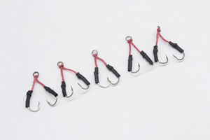 10 # -24 #   Hameçons doubles à assistance, en acier à haute teneur en carbone, à barbelures, <span class=keywords><strong>pour</strong></span> jigging lent, avec tube <span class=keywords><strong>de</strong></span> protection <span class=keywords><strong>pour</strong></span> ligne PE, <span class=keywords><strong>pour</strong></span> la pêche en mer au brème, au poulpe et au calmar - Product Image 4