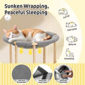 Albero per Gatti in Legno con Letto, Palo da Arrampicata con Giochi, Arredamento per Gatti da Interno, Comodo Letto e Palo per Gatti - Product Image 4