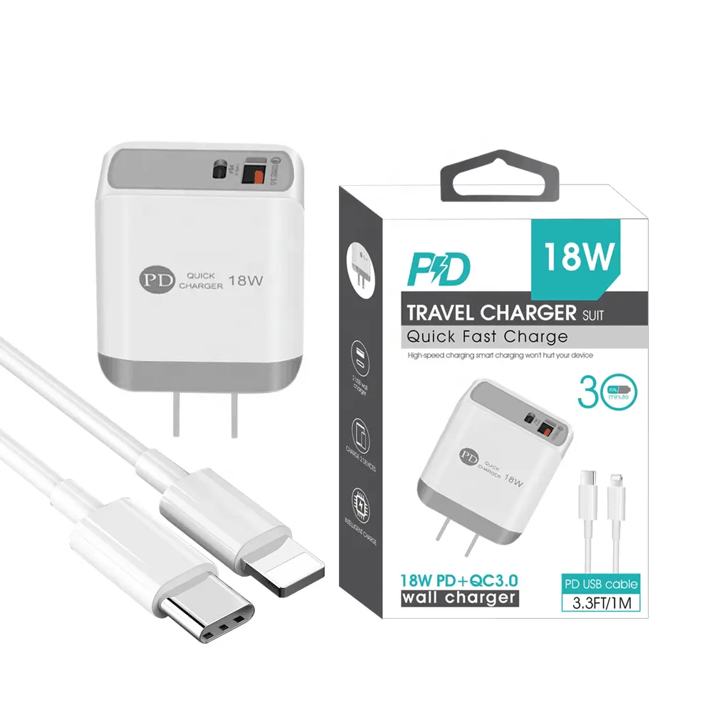 Produk Murah 2022 Barang Baru Terlaris Pengisi Daya Cepat Usb Ganda C Pd Pengisi Daya Dinding Travel 18W Usb Adaptor Rumah untuk Ponsel