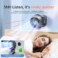 Petit ventilateur oscillant automatique rechargeable par USB, avec lumière LED, longue durée de vie de la batterie, pour bureau et dortoir