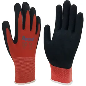 Sarung tangan kerja lapis nitril, sarung tangan kerja mesin katun warna merah