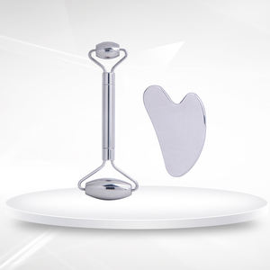 Custom Logo Facial Massager Anti Aging Body Massage Stainless Steel Gua Sha Set Metal Face Roller - Product Image 1