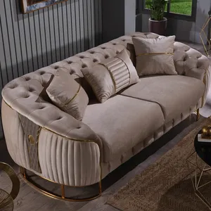 luxury living room furniture upholstery velvet fabrics 1 2 3 seater sectional sofas set for home