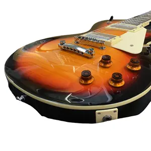 Sunburst LP gitar listrik HH, pick up mahoni bodi kayu padat 6 senar cepat