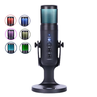 Microphone à condensateur filaire professionnel MU900 Pro avec éclairage RGB, connexion USB, cardioïde, pour streaming en direct et enregistrement, en métal