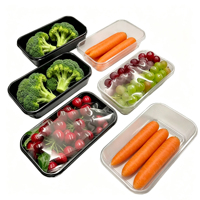 Boîte de préparation de repas rectangulaire en plastique PP jetable, boîte de rangement alimentaire, boîte à sushi, boîte à nouilles, boîte à salade, boîte à emporter, boîte à bento avec couvercles
