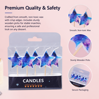 Bougies d'anniversaire en forme d'étoile à motif galaxie, 5 pièces, en cire non toxique, sur pique en bois, thème espace cosmique, pour décoration de gâteaux, cupcakes et desserts