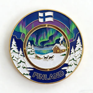 Aimant de réfrigérateur en émail design Aurore Boréale, souvenirs personnalisables de <span class=keywords><strong>Finlande</strong></span>, aimant de réfrigérateur rotatif en métal - Product Image 1