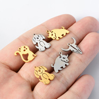 Vente en gros de pendentifs en acier inoxydable plaqué or avec breloque vache, chat et chien pour le bricolage et la fabrication de bijoux pour femmes
