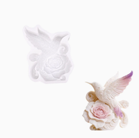 Cetakan Lilin Silikon Motif Bunga Burung Model Baru DIY Cetakan Silikon Lilin Dekoratif Plester Burung Terbang Bunga Mawar