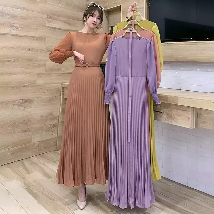 Korean Chiffon Midi Dresses - Elegant Women's Fashion