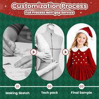 Costume de Noël pour filles, robe de Père Noël en velours rouge, ensemble avec chapeau, col Peter Pan, pompons, robe de fête en forme de A, tenue de fête