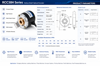 Encodeur Rotatif RCC38 à Arbre 5/6/8/10, 5000PPR Sélectionnable, Interface Électrique OC, IP65, DC5V-24V, pour Positionnement de Moteur