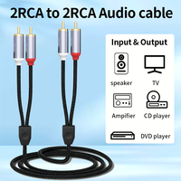 Câble audio stéréo 2RCA mâle-mâle pour voiture, HDTV, home cinéma et ordinateur, blindage en nylon tressé portable, câble AUX 2RCA vers 2RCA