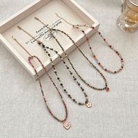Collier en pierre naturelle, turquoise, coquillage et perles, alliage, pour femme, design de niche haut de gamme, luxe léger, chaîne de clavicule superposée