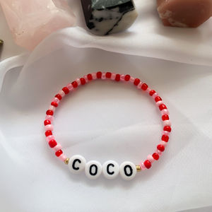 Bracelet personnalisé avec lettre et nom, bijoux en perles avec image de mot, pour femmes, filles, maman - Product Image 2