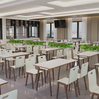 Ensemble table et chaises de cantine scolaire de style nordique moderne pour cafétéria universitaire et restaurant du personnel