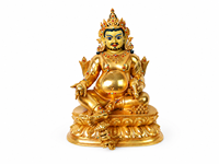 Statue de Jambhala faite à la main en laiton plaqué or avec finition antique et thème ange pour la décoration des temples bouddhistes, vente en gros