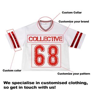 T-shirt court ample personnalisé avec logo graphique, maillot de football respirant en maille à col en V et manches courtes, maillot de basketball décontracté unisexe - Product Image 4