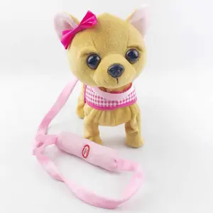 Battery Operated Electric Cute Walking Barking Stuffed Puppy Dog on Leash Plush Toys with High Quality for Kids