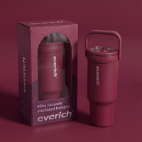 Nouvel Arrivage – Gobelet Isotherme de Voyage Mignon en Acier Inoxydable 304 à Double Paroi, Sans BPA, 40 oz, avec Paille et Poignée