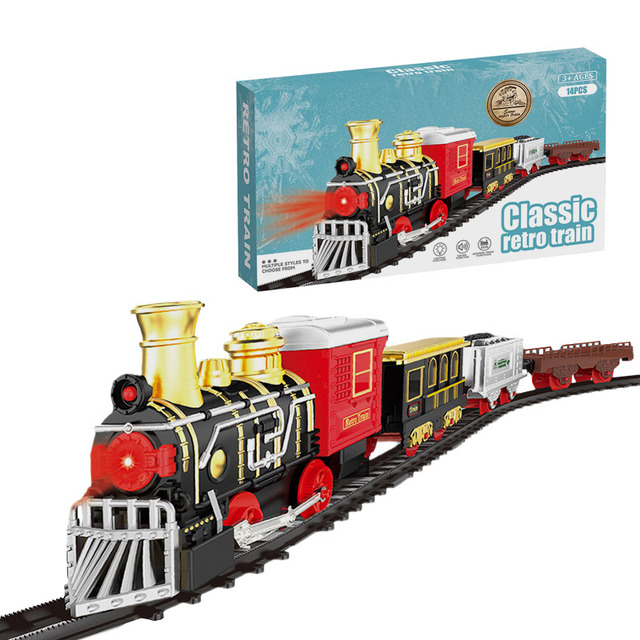 Custom Children's Bidirectional Mini Train Model Toy Railway Simulated Electric Track with Musical Light Plastic Toy Car