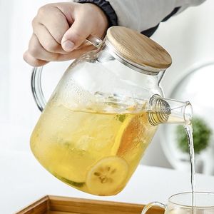 Théière en verre de 1800 ml avec infuseur et couvercle en bambou, service à thé - Product Image 4