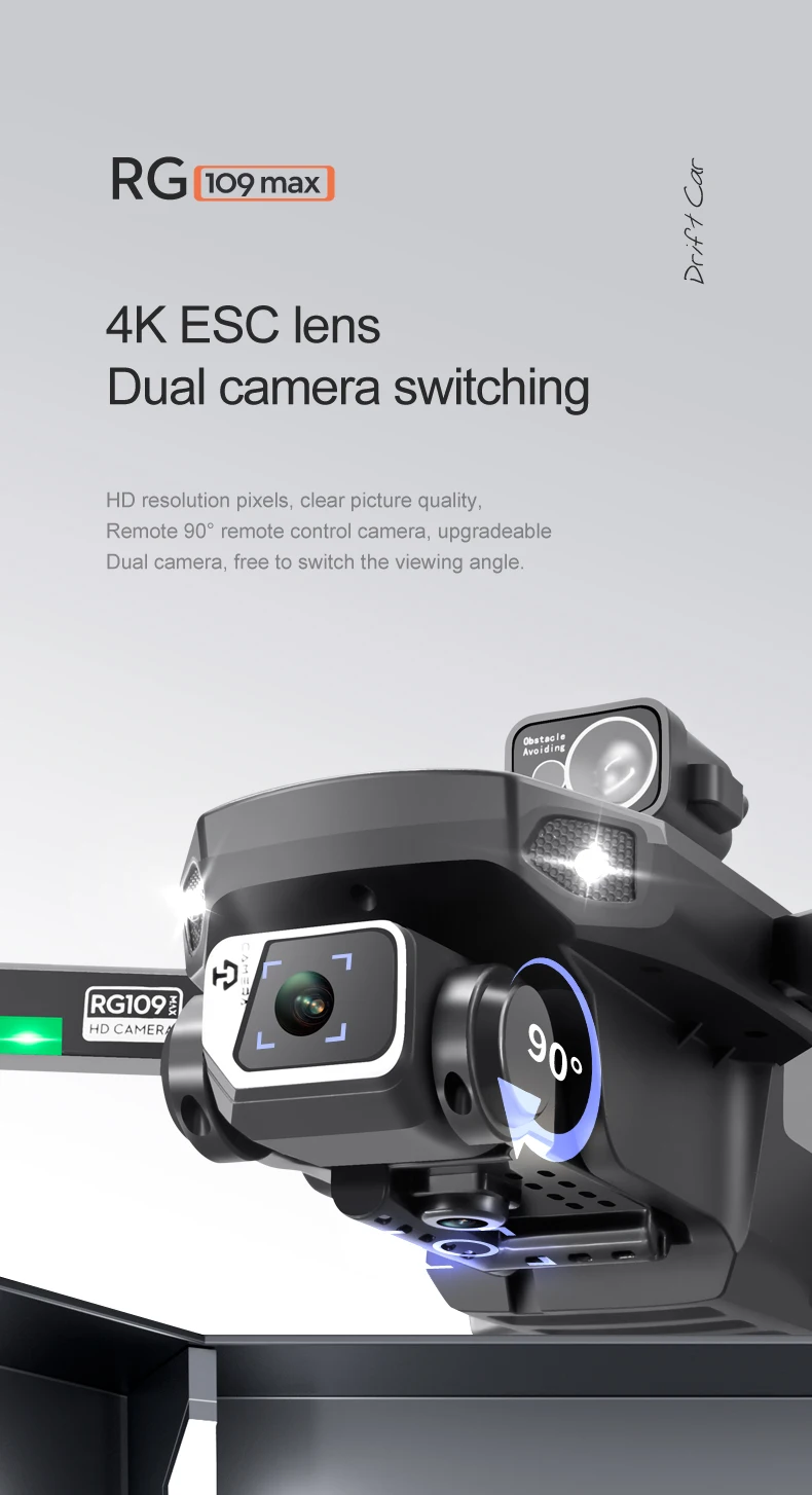 RG109 MAX - RC Drone, RG o9max 3 4K ESC lens Dual camera switching HD resolution pixels 