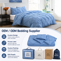 Ensemble de literie complet personnalisable pour adultes, bleu uni, plissé, lavé, élégant, pour la décoration de la maison et de la chambre