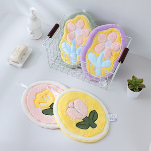 Toallas de mano con diseño de flores, telas gruesas resistentes a la decoloración, toallas bordadas de secado rápido, toalla multifunción con presilla para botón - Product Image 2