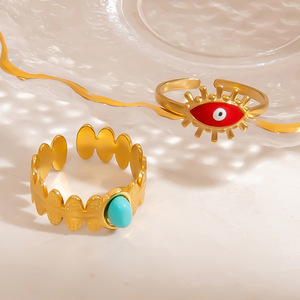 Bague en pierre naturelle en forme de flèche, plaquée or 18 carats, sertie de pierres, design géométrique, bijoux unisexe, cadeau - Product Image 2