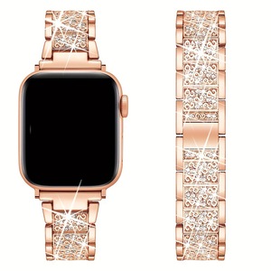 Correa de Lujo para Reloj IWatch <span class=keywords><strong>Serie</strong></span> 10 9 <span class=keywords><strong>8</strong></span> 7 SE Ultra 2, Brazalete de Acero Inoxidable Brillante con Diamantes - Product Image 5