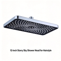 Pommeau de douche de plafond rectangulaire chromé de 12 pouces en laiton de haute qualité et haute pression, avec buse réglable en silicone liquide pour effet pluie, pour salle de bain