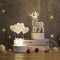 Lampes LED Illusion 3D Créatives, Mini Lampe de Table/Bureau LED en Acrylique Chaude pour Décoration, Veilleuses