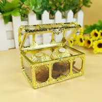 Großhandel Goldene Plastik-Schatztruhe Süßigkeitenbox Hochzeitsparty-Gastgeschenk Bankett-Geschenke Schatztruhe Süßigkeitenbox
