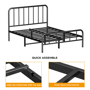 Base de <span class=keywords><strong>Cama</strong></span> <span class=keywords><strong>Doble</strong></span> Metálica de Hierro con Estructura de 2 Niveles, Somier de Láminas Metálicas, Camas de Tubo Metálico Tamaño Completo, Plataforma de Almacenamiento Tamaño Individual - Product Image 3