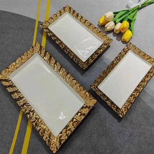 Plato Cuadrado <span class=keywords><strong>de</strong></span> Porcelana para Servir, para Restaurante, Hotel, Boda, <span class=keywords><strong>Platos</strong></span> Huecos <span class=keywords><strong>de</strong></span> Melamina, <span class=keywords><strong>Juego</strong></span> <span class=keywords><strong>de</strong></span> <span class=keywords><strong>Platos</strong></span> Planos <span class=keywords><strong>de</strong></span> Cerámica con Borde Dorado Blanco para Postre - Product Image 6