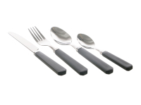 Lot de 4 couverts écologiques réutilisables en acier inoxydable avec manche en plastique, design moderne noir, couteau à steak, fourchette, cuillère, pour la maison, les restaurants et la restauration