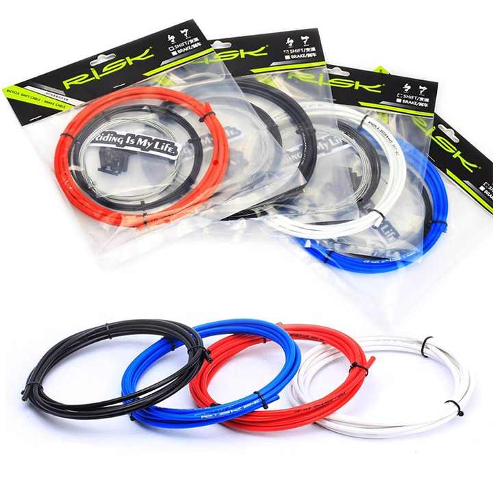 Kit Câbles Et Gaines De Frein Vélo – 2 Sets Universels – Pour VTT, Vélo De Route – Acier Inoxydable + PVC